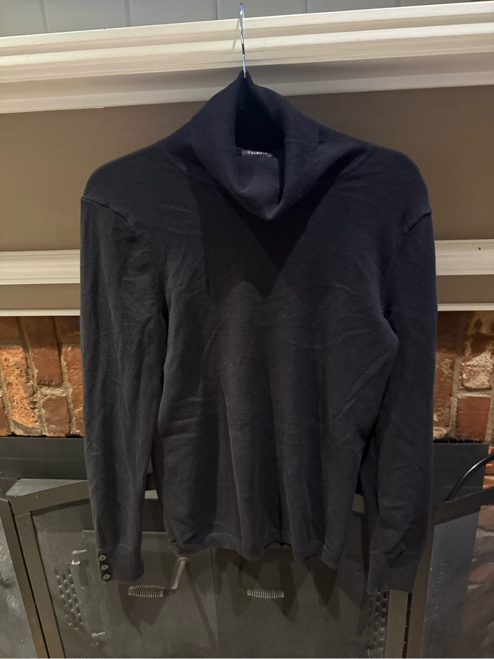 Talbots Black Cowl Turtleneck Sweater with Decorative Button Cuffs - Size M